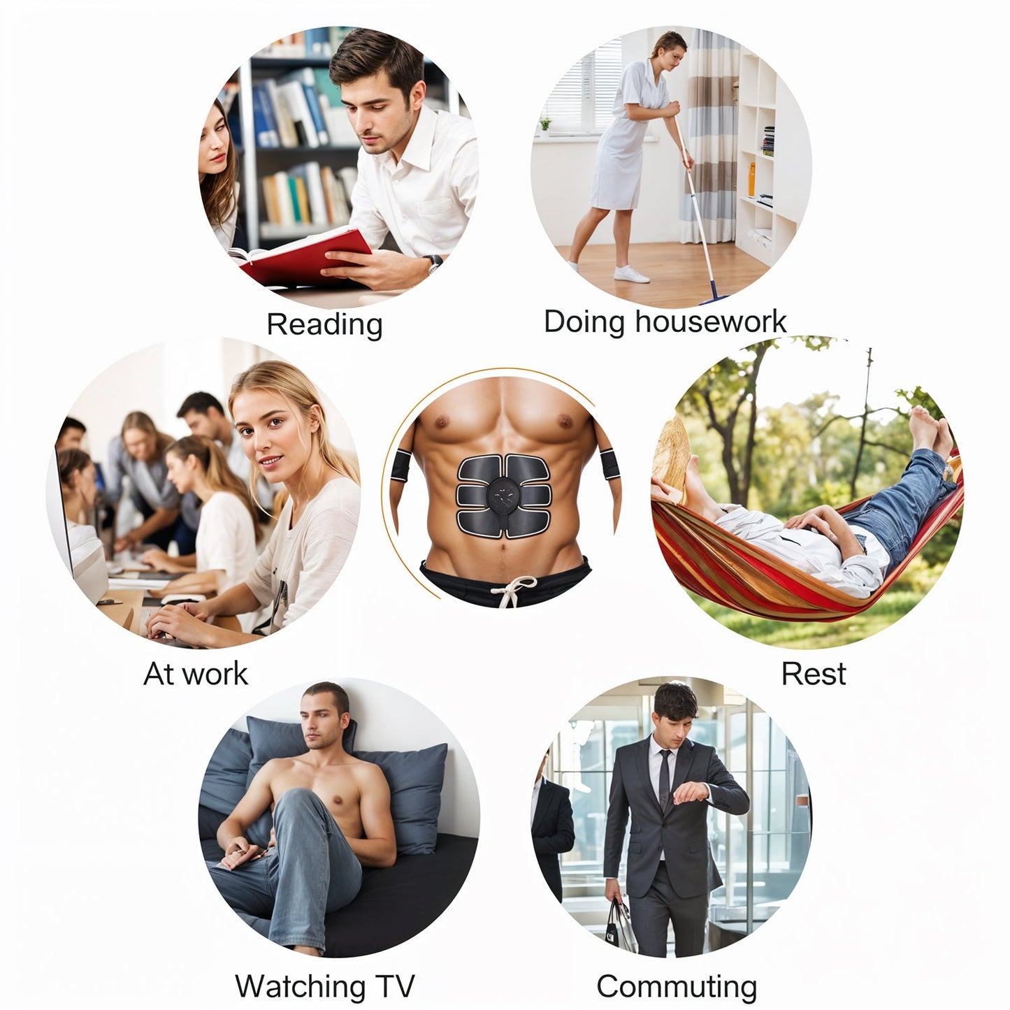 Wireless 6-Pack Abs Stimulator – Rechargeable Vibrating Muscle Exerciser & Body Massager for Abdominal Training