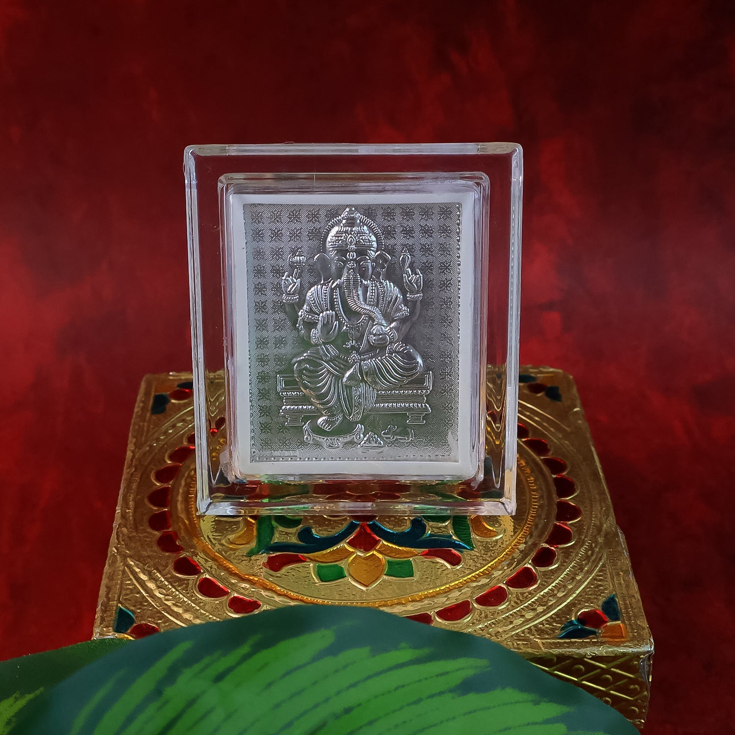 Sacred Silver Embossed Lord Ganesha Photo Frame