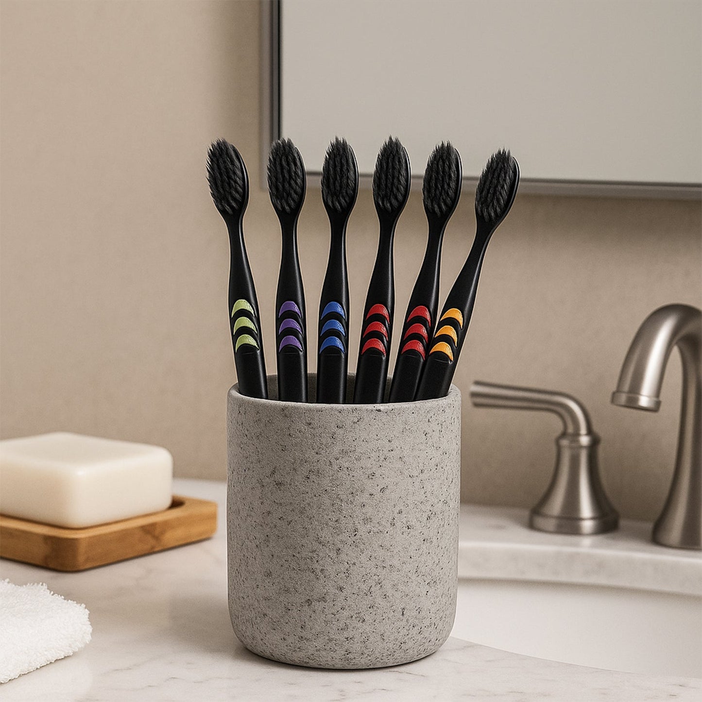 Soft Toothbrush With Plastic Round Box for Men and Women, Kids, Adults Plastic Toothbrush (10 pcs Set)