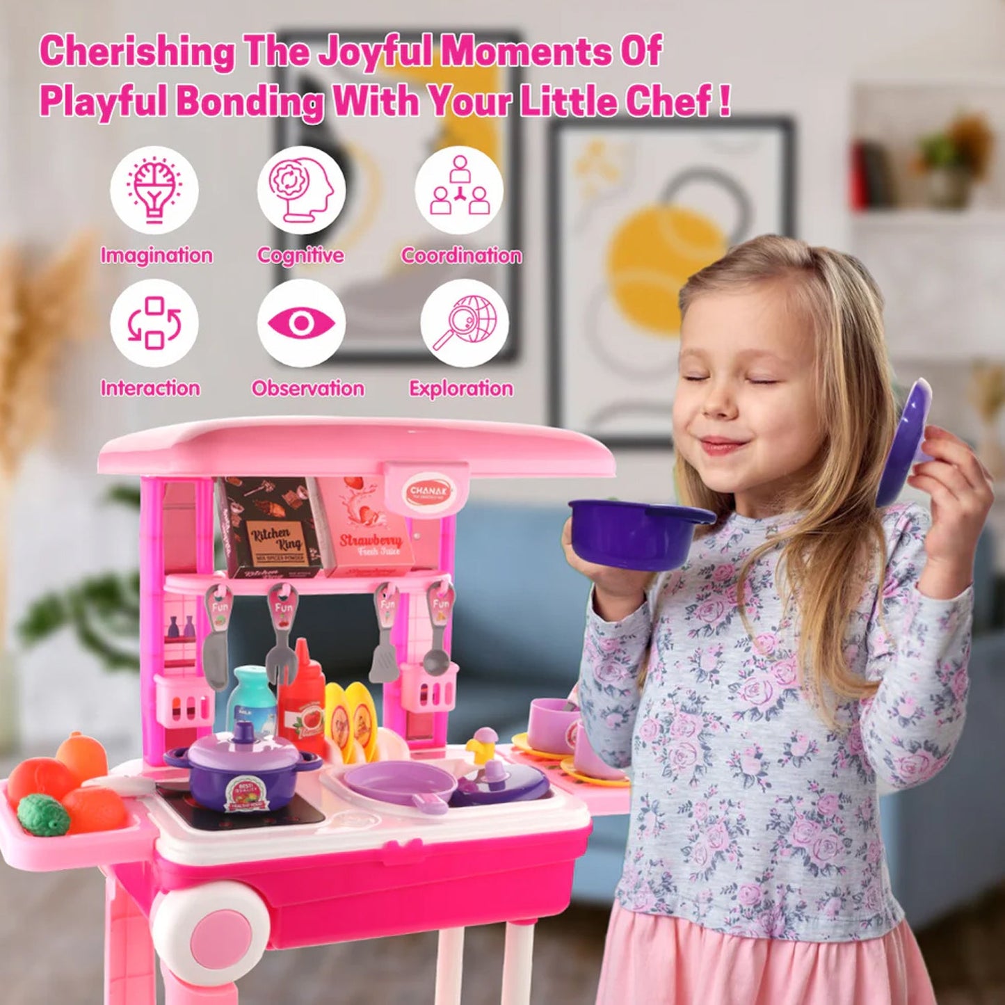 3-in-1 Kitchen Set for Kids with Suitcase – Role Play Cooking Toy for Girls & Boys (3+)