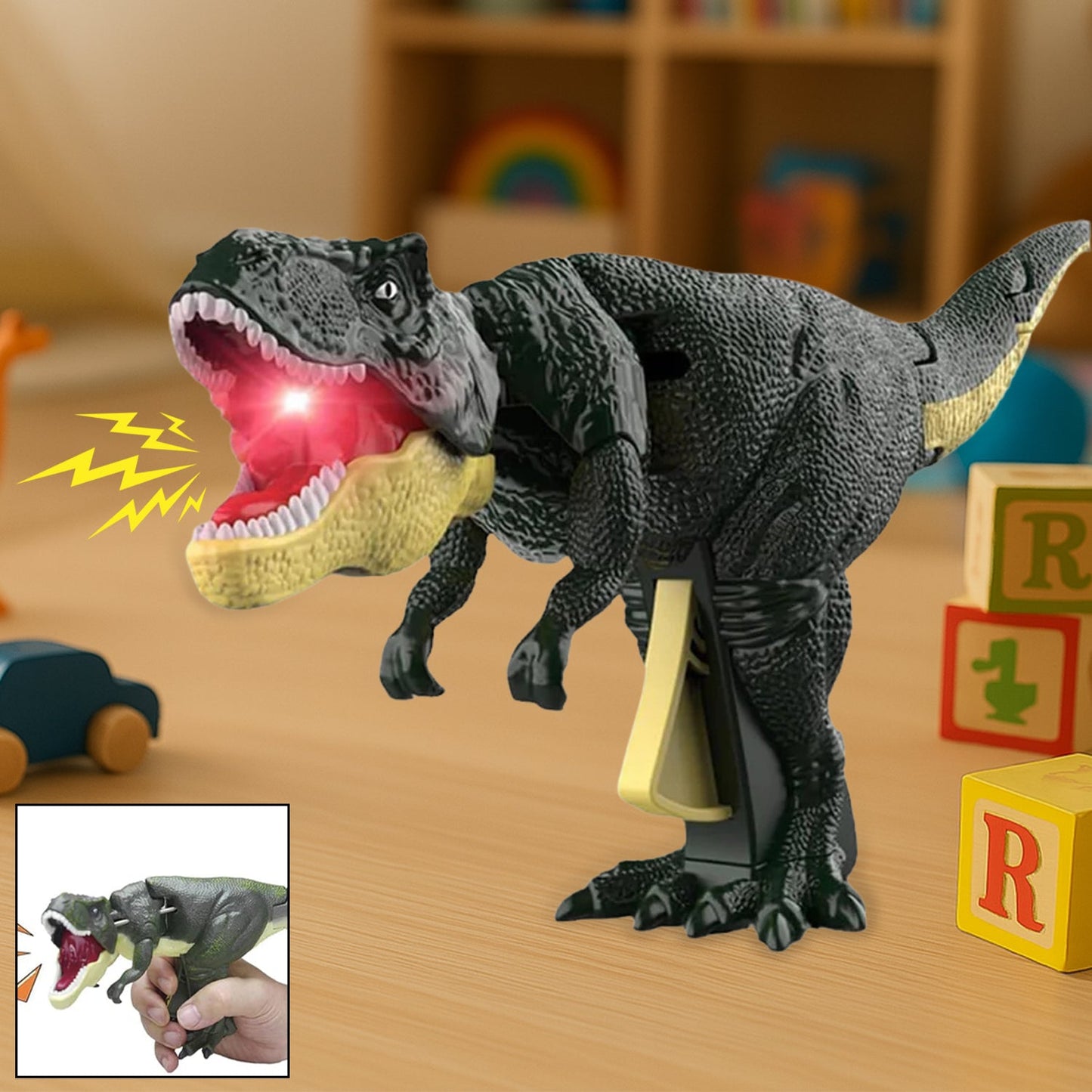 Dinosaur Roaring Toys Trigger, Dinosaurs Toys with Dinosaur Sound Lighting Model Vibrating Head Moving (3 + Years / 1 Pc)