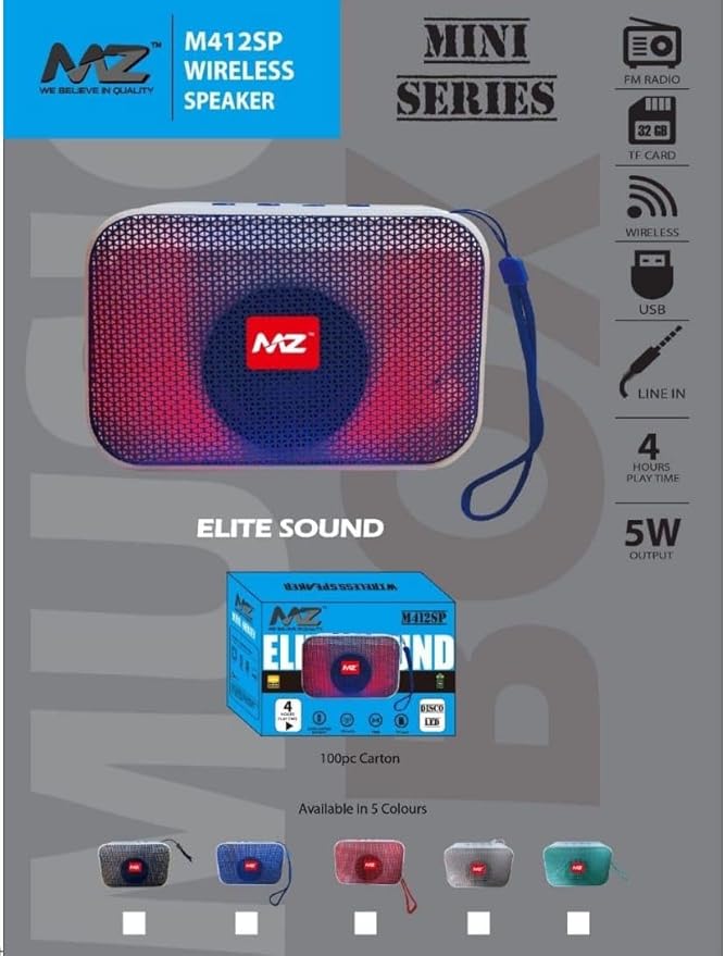 MZ M412SP (PORTABLE) Dynamic Thunder Sound With High Bass 5 W Bluetooth Speaker (Multicolor, Stereo Channel)