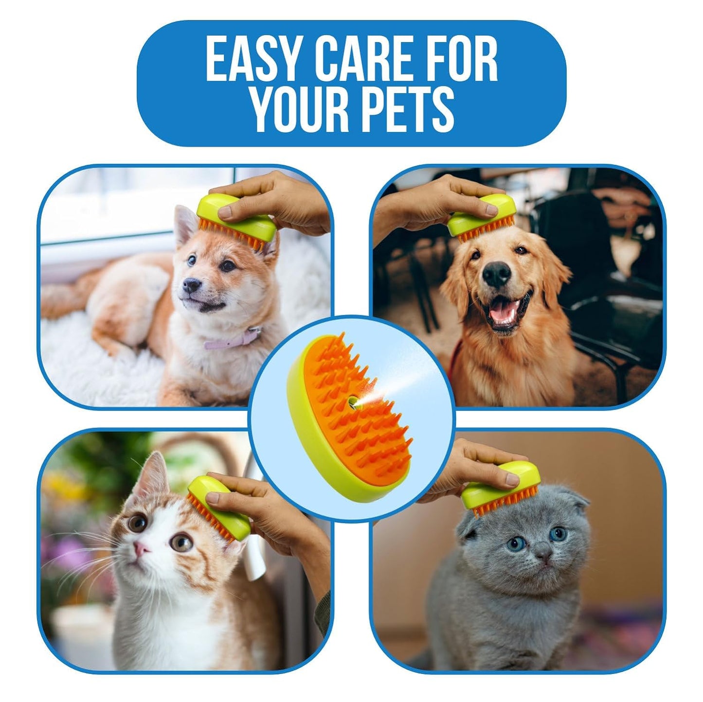3-in-1 Cat Steamy Brush โ Self-Cleaning Pet Grooming & Hair Removal Comb