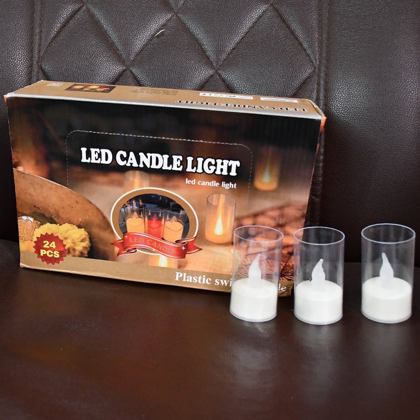 Flameless Candles with Transparent plastic Covers Set of 24 Pcs LED