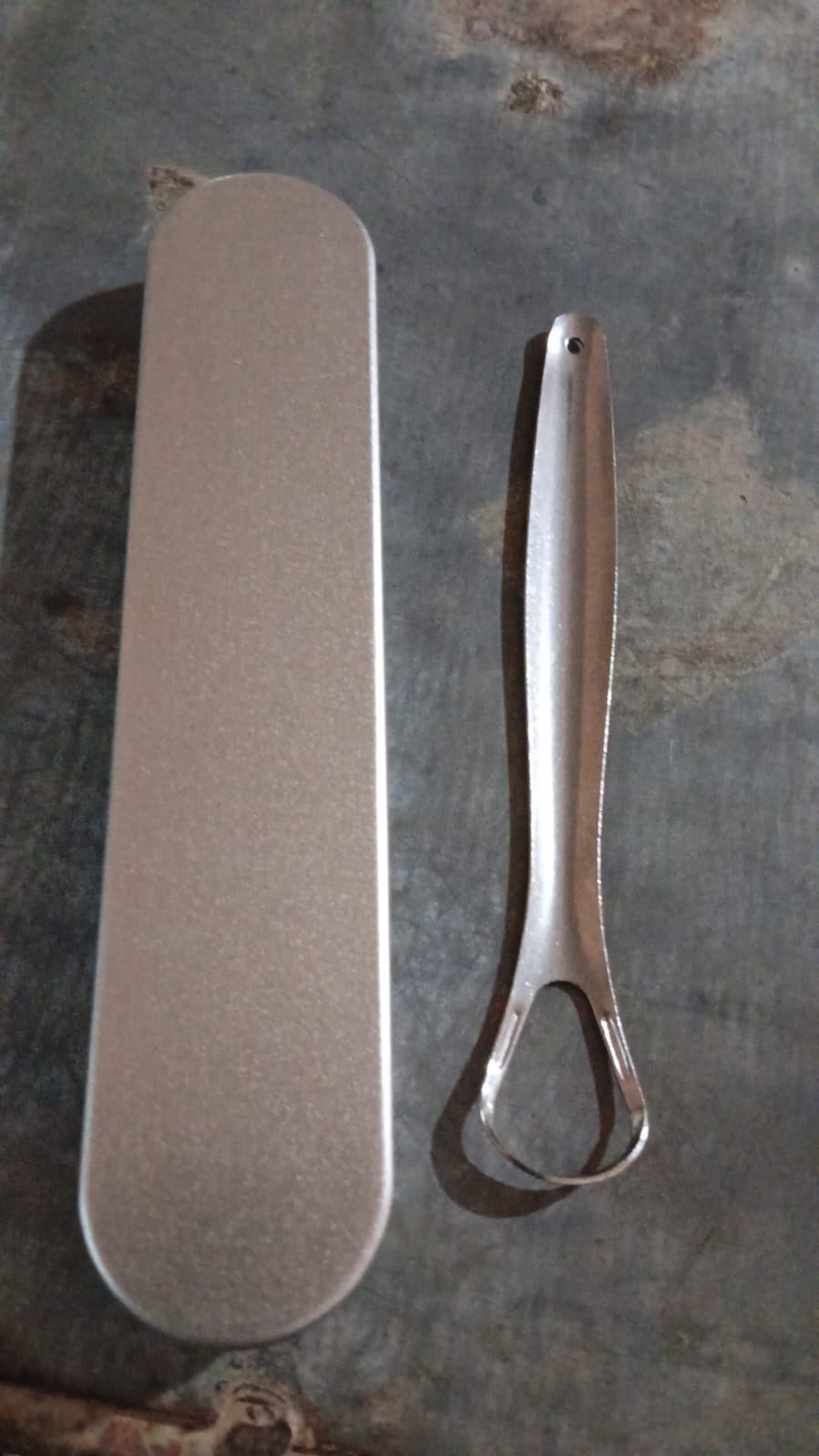 Stainless Steel Tongue Scraper for Bad Breath & Oral Hygiene, Metal Case Included (1 Pc)
