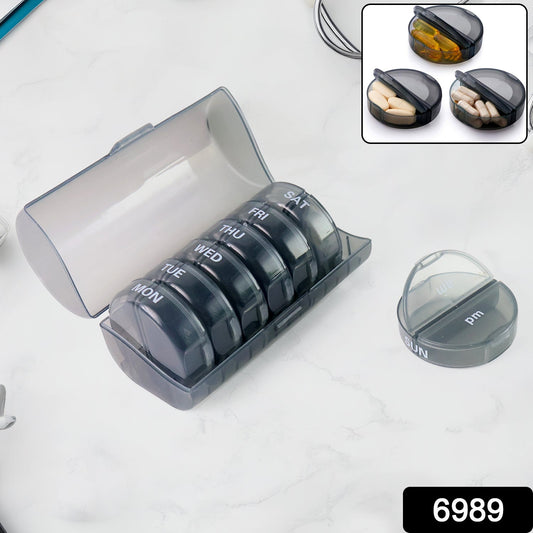 Weekly Pill Organizer 2 Times a Day Travel 7 Day Pill Box Twice a Day Daily Medicine Pill Case with Large Compartments
