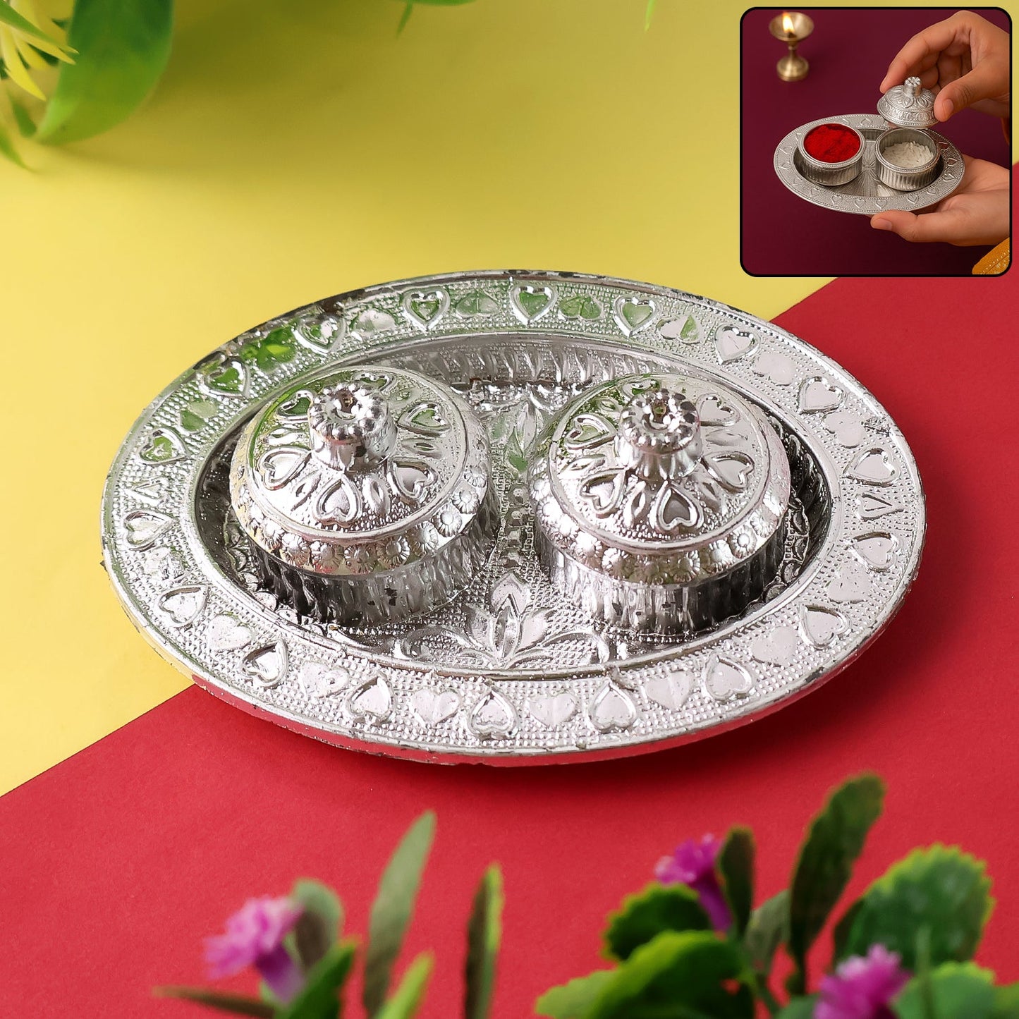 Oval Shape Special Puja Thali (1 Pc / Mix Design)