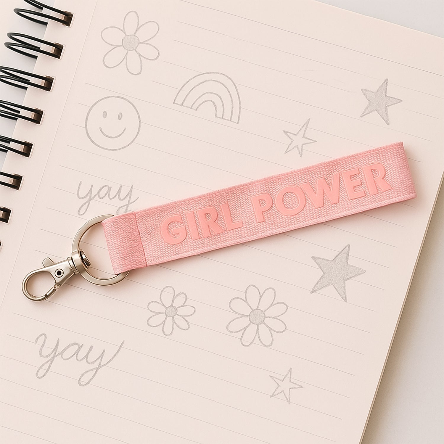 Fashion Keyring with Pink GIRL POWER Strap