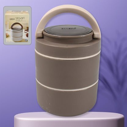 Ganesh Smart Stack 2-Layer Stainless Steel Leak-Proof Lunch Box for Office, School, Picnic