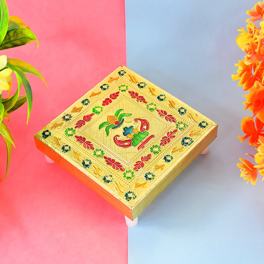 Handicraft Wood Chowki for Pooja , Wooden Bajot (1 Pc / Mix Descign & Color)