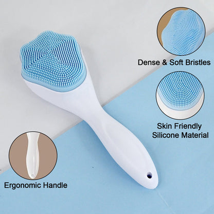 Silicone Face Scrubber Exfoliating Brush, Manual Handheld Facial Cleansing Brush (1 Pc)