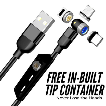 3 in 1 Magnetic USB Charging Cable | USB-c Android and Lightning with Extra Protecting Nylon| Strong Magnetic Cable with Full Rotation Support Fast Charging
