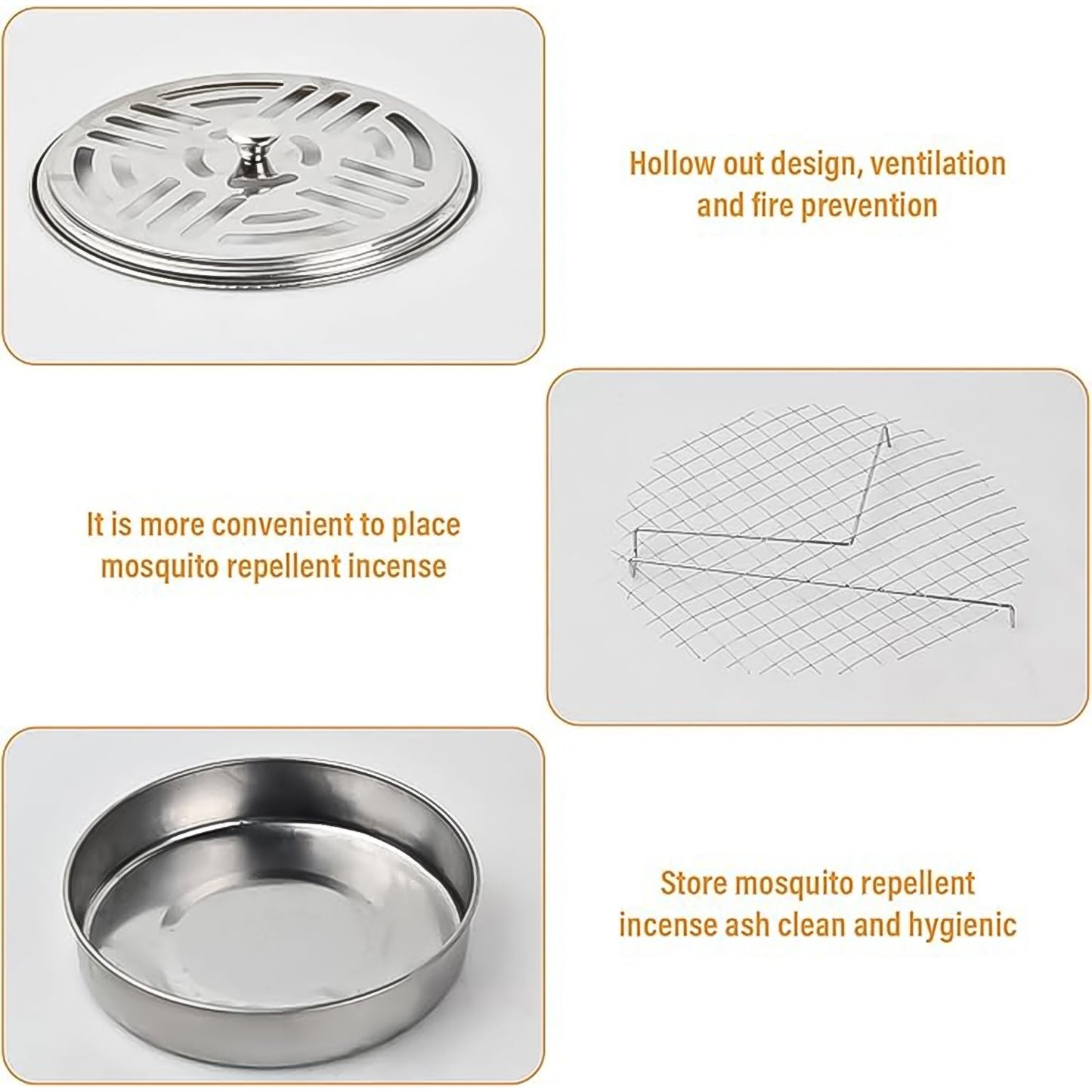 Decorative Mosquito Coil Holder Mosquito Coil Container, Incense Holder Safe Burning Coil Tray for Home Patio Pool Side Outdoor, Metal Tray