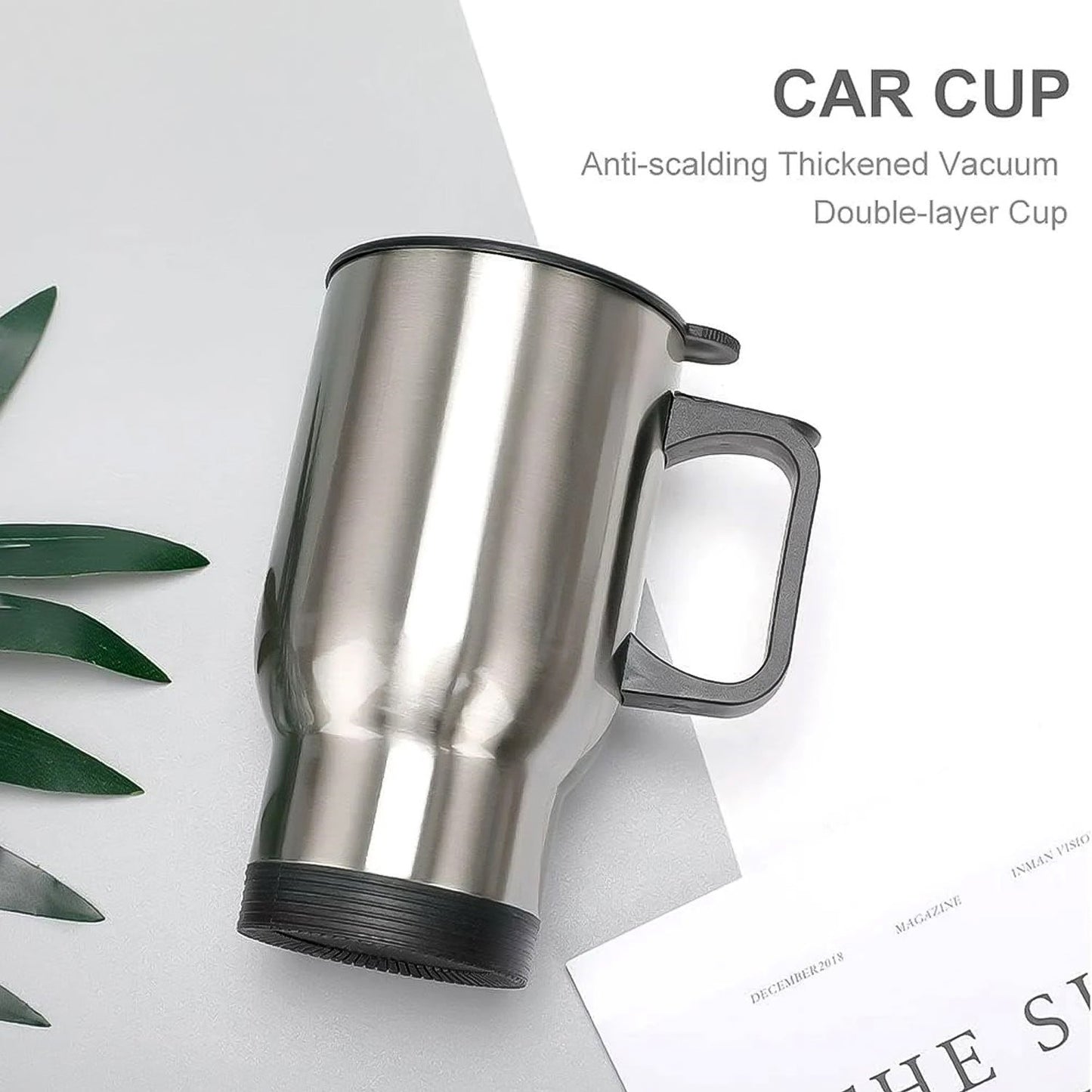 Stainless Steel Vacuum Glass Insulated Glass Coffee Cups (With Lid & Handle / 1 pc)