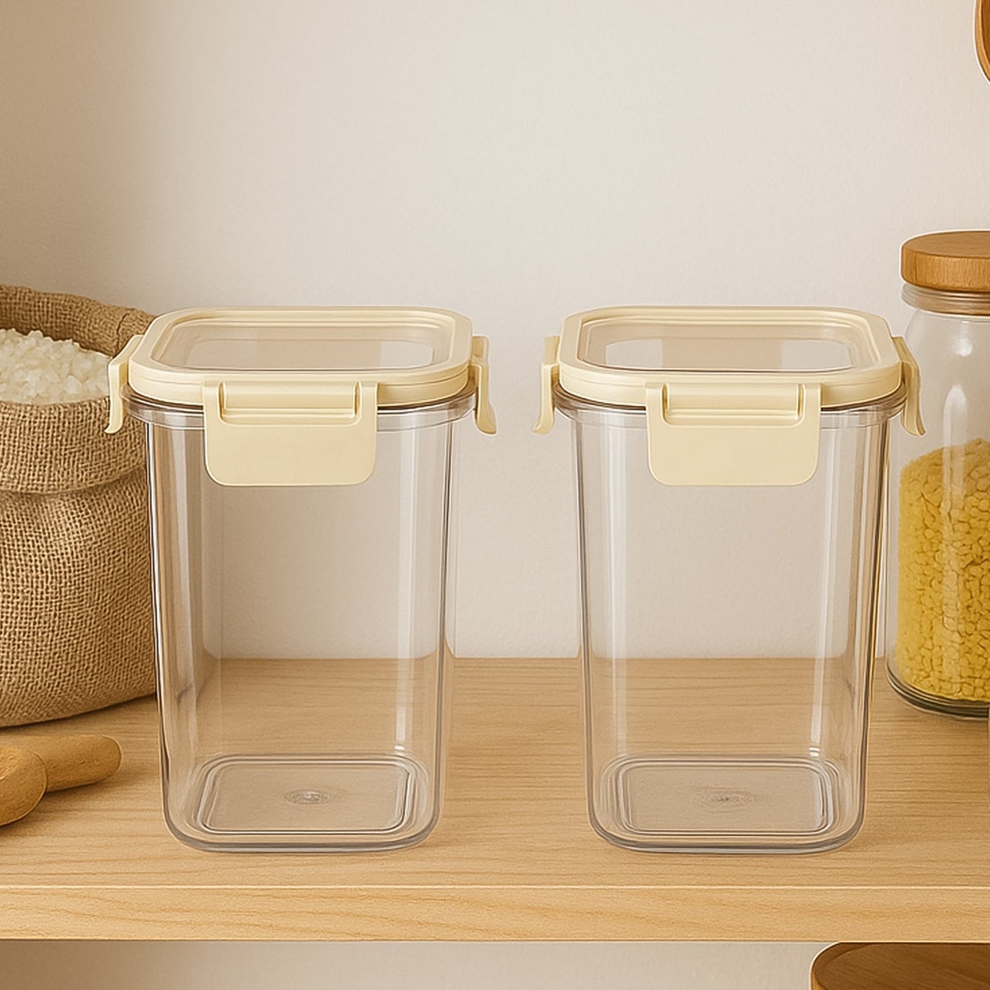 Apex Press N’ Lock Airtight Kitchen Storage Container Set (2Pc/1400ml) Approx