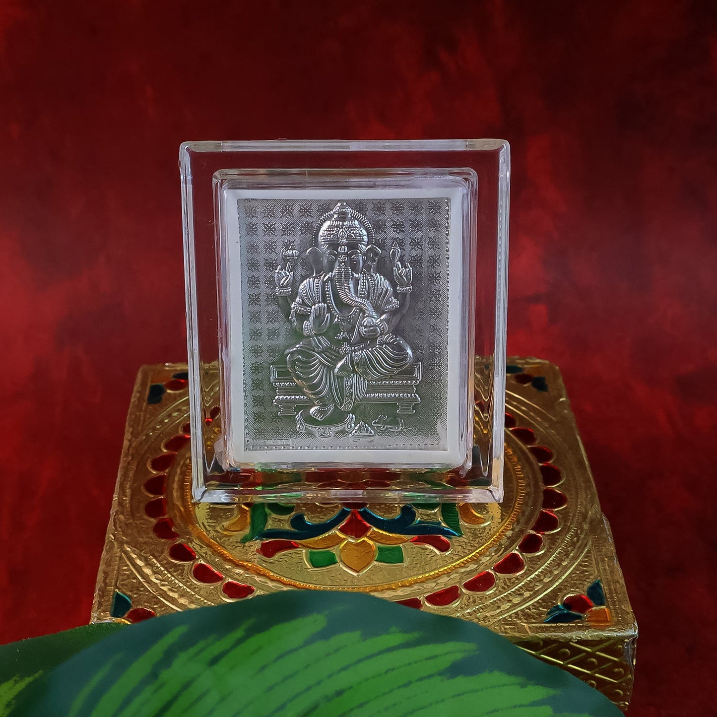 Sacred Silver Embossed Lord Ganesha Photo Frame