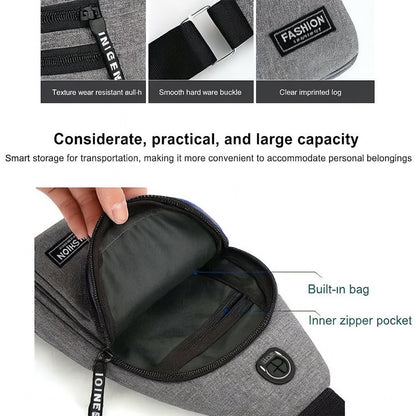 Waterproof Waist Bag, Shoulder Bags USB Charging Earphone Hook Sling Travel Bag (1 Pc / Mix Color)