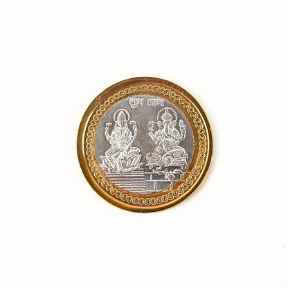 Festive Gold-Silver Lakshmi Ganesh Souvenir Coin