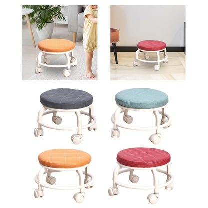 Roller Seat Stool Low Height Rolling  Plastic  Stool Multifunctional Small Household Movable Mini Stool Pulley Wheel Stool for Garage Home Library (1 Pc)