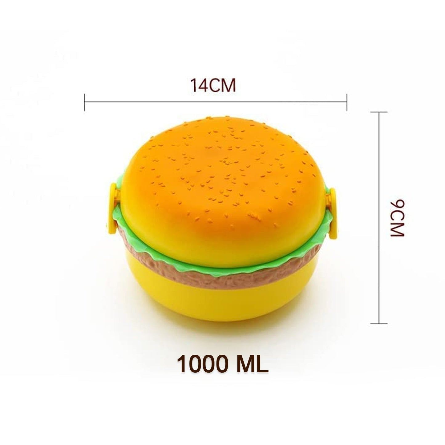 Burger Shape Lunch Box – Double Layer 1000ml Food Container with 2 Spoons for Kids