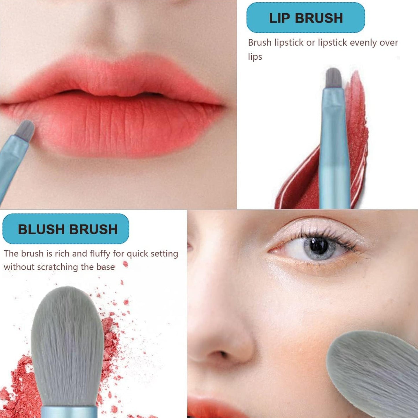 8-Piece Mini Makeup Brush Kit – Portable Premium Synthetic Set with Case (Mix Colors)