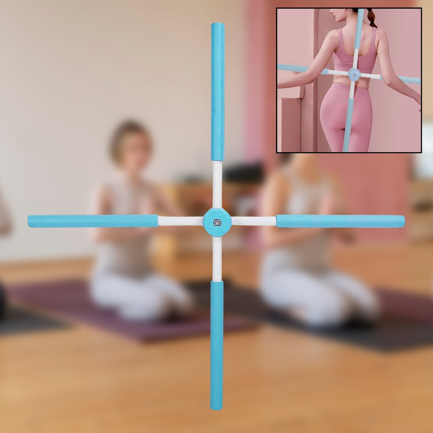 Posture Stretching Stick, Yoga Sticks Humpback Correction Open Shoulder Adjustable for Posture, Pain Relief Rotating Yoga Stick Retractable Dance Studio (1 Pc)