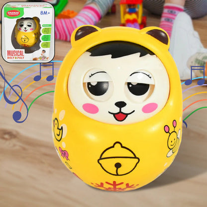 Musical Roly Poly Toys for Baby | Push and Shake Wobbling Toy with Music | Tumbler Doll Toy for Babies | Sound Balancing Doll Toys for Baby Boys, Girls 8+ Months Multicolor (1 Pc)