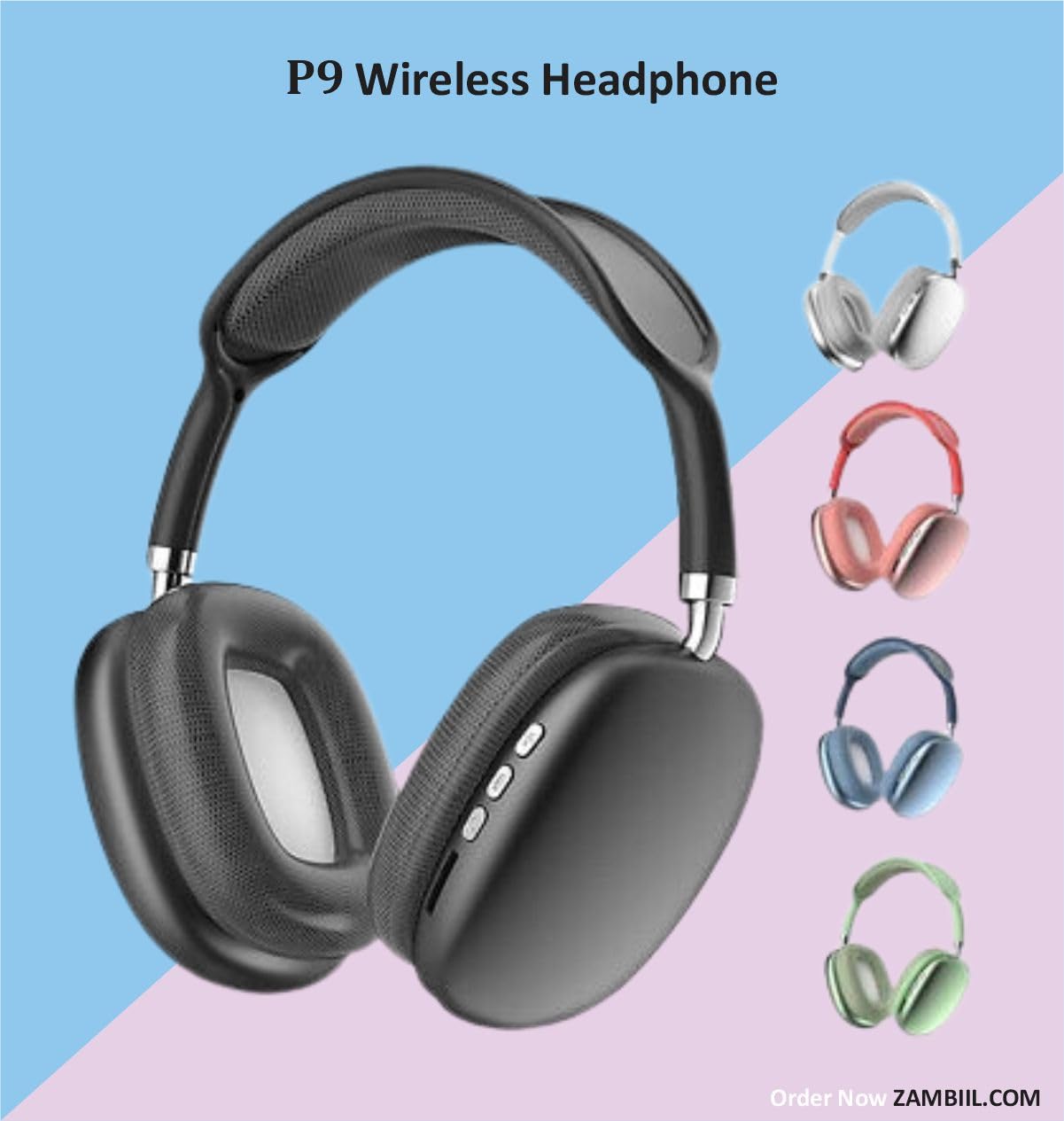 P9 Wireless Headphones with Noise Cancellation, Bluetooth 5.1 Deep Bass, Long Battery Life, Hi-Fi Sound, Wireless Headset for Music & Calls ( Multicolour )