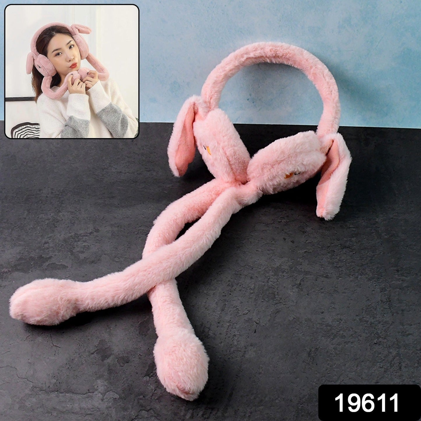 Plush Rabbit Ear Moving Earmuffs for Winter