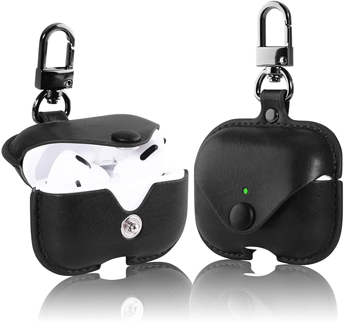 AirPod Pro/Pro 2 Case Leather Style Shockproof with Loss Prevention Clip for Apple Air-Pods Pro Wireless Charging Case For Airpods (Random Colour)