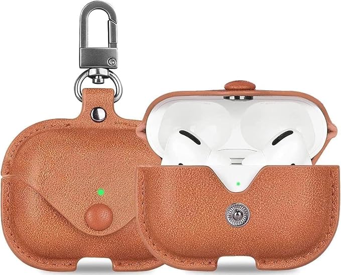 AirPod Pro/Pro 2 Case Leather Style Shockproof with Loss Prevention Clip for Apple Air-Pods Pro Wireless Charging Case For Airpods (Random Colour)