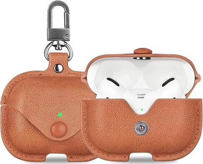 AirPod Pro/Pro 2 Case Leather Style Shockproof with Loss Prevention Clip for Apple Air-Pods Pro Wireless Charging Case For Airpods (Random Colour)