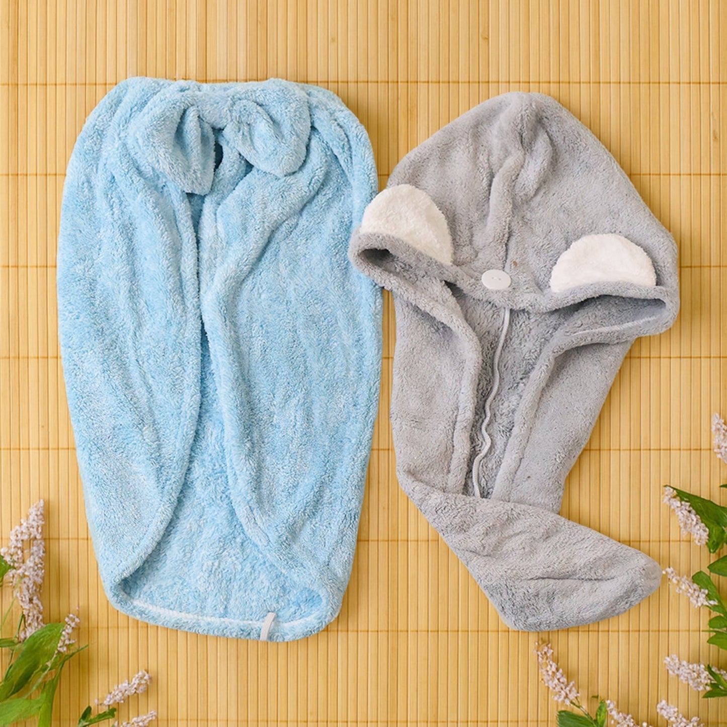 Soft Microfiber Hair Drying Towel Wrap  (1 Pc / Mix Design)