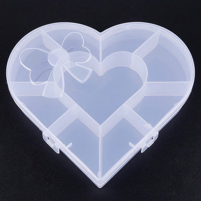 Heart-Shaped Plastic Bead Storage Organizer Box (1 Pc)
