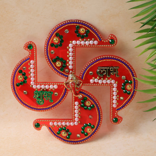 Golden Swastik Shubh Labh Wall Hanging