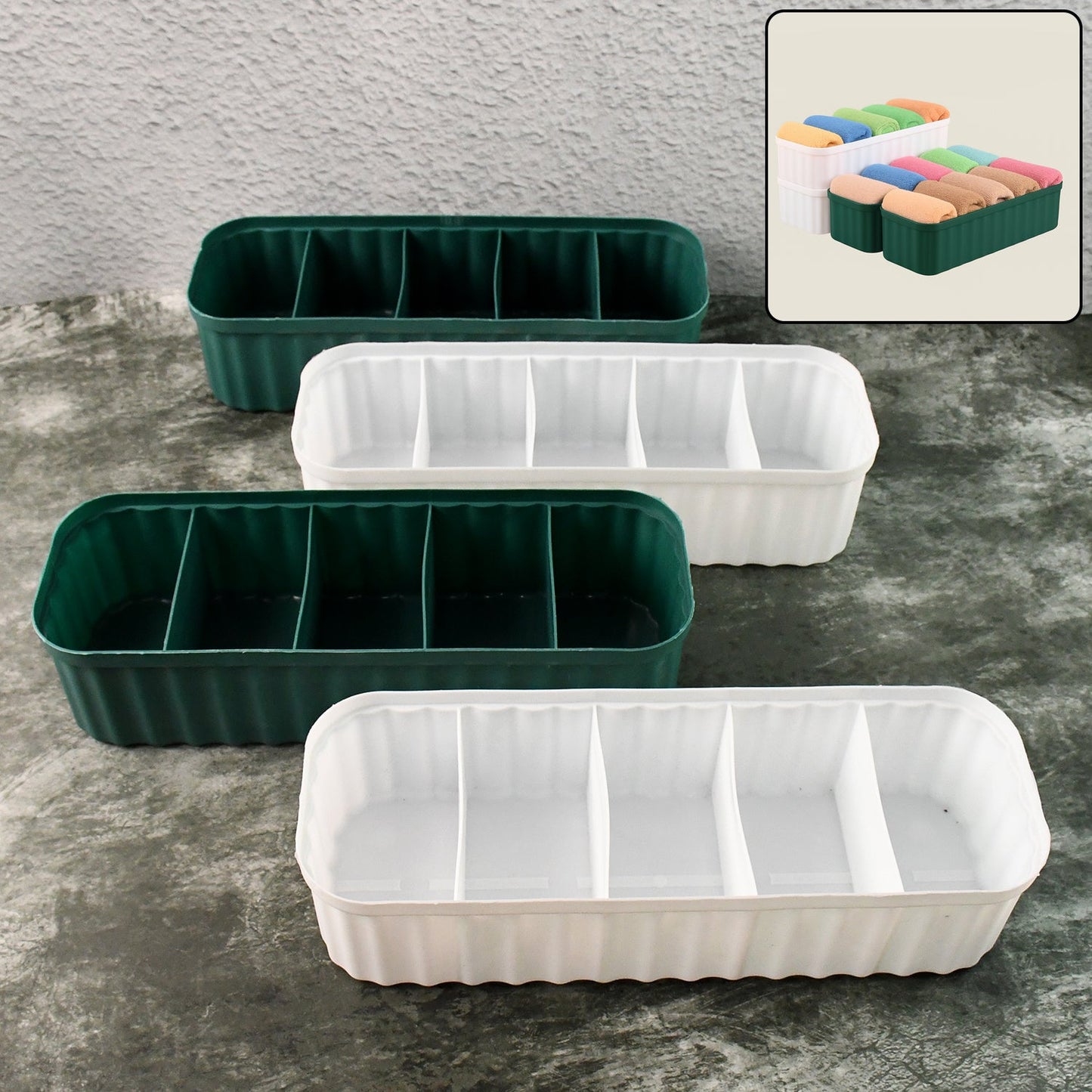 5 Compartments Socks / Handkerchief / Underwear Storage Box Socks Drawer Closet Organizer Storage Boxes (pack of 4)