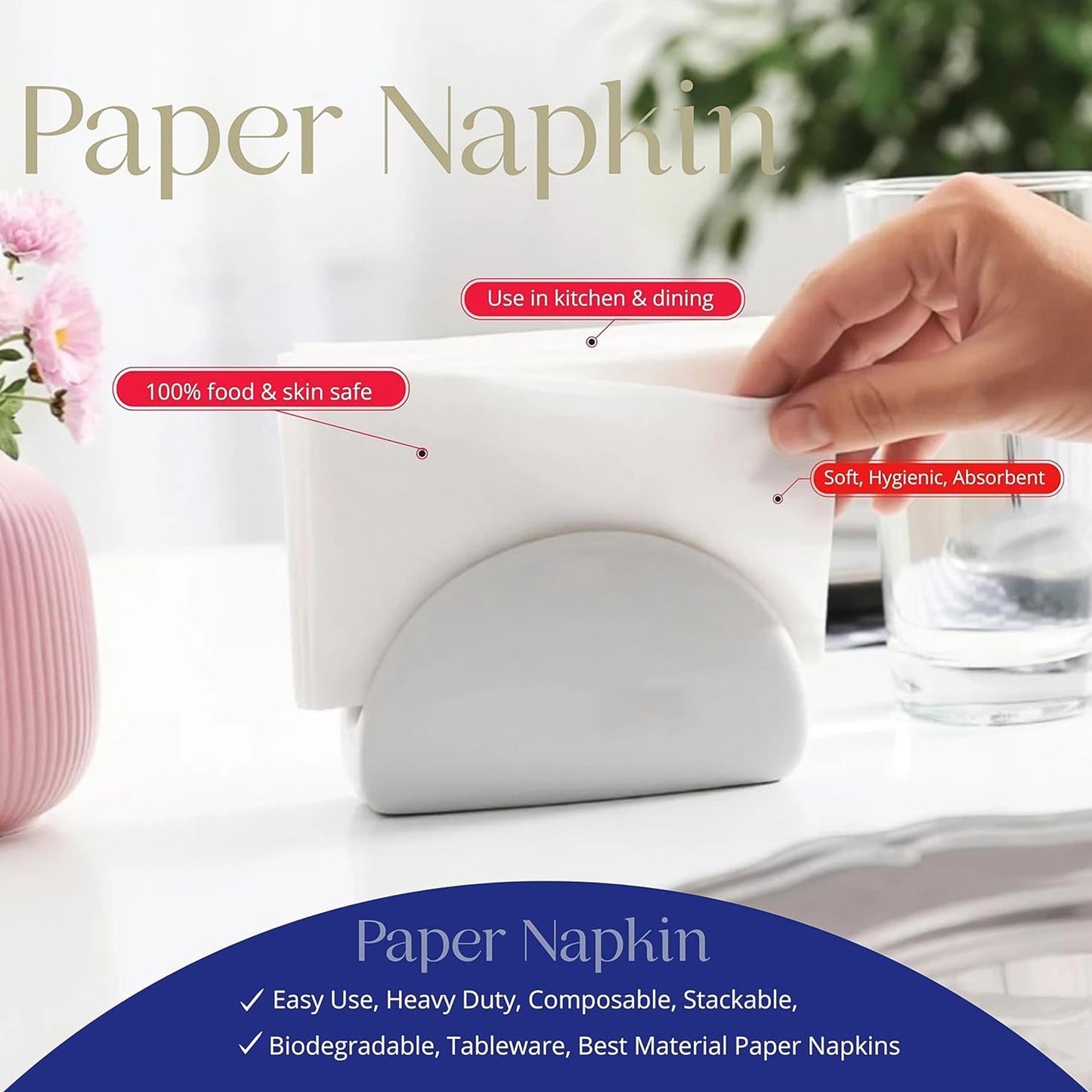 Soft & Absorbent Disposable Tissue Napkins  / Paper (75 Pc)