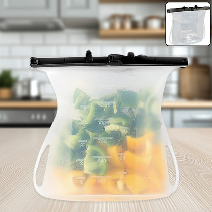 Reusable Silicone Food Bag – Leakproof, Flat Bottom, BPA-Free, Microwave & Dishwasher Safe