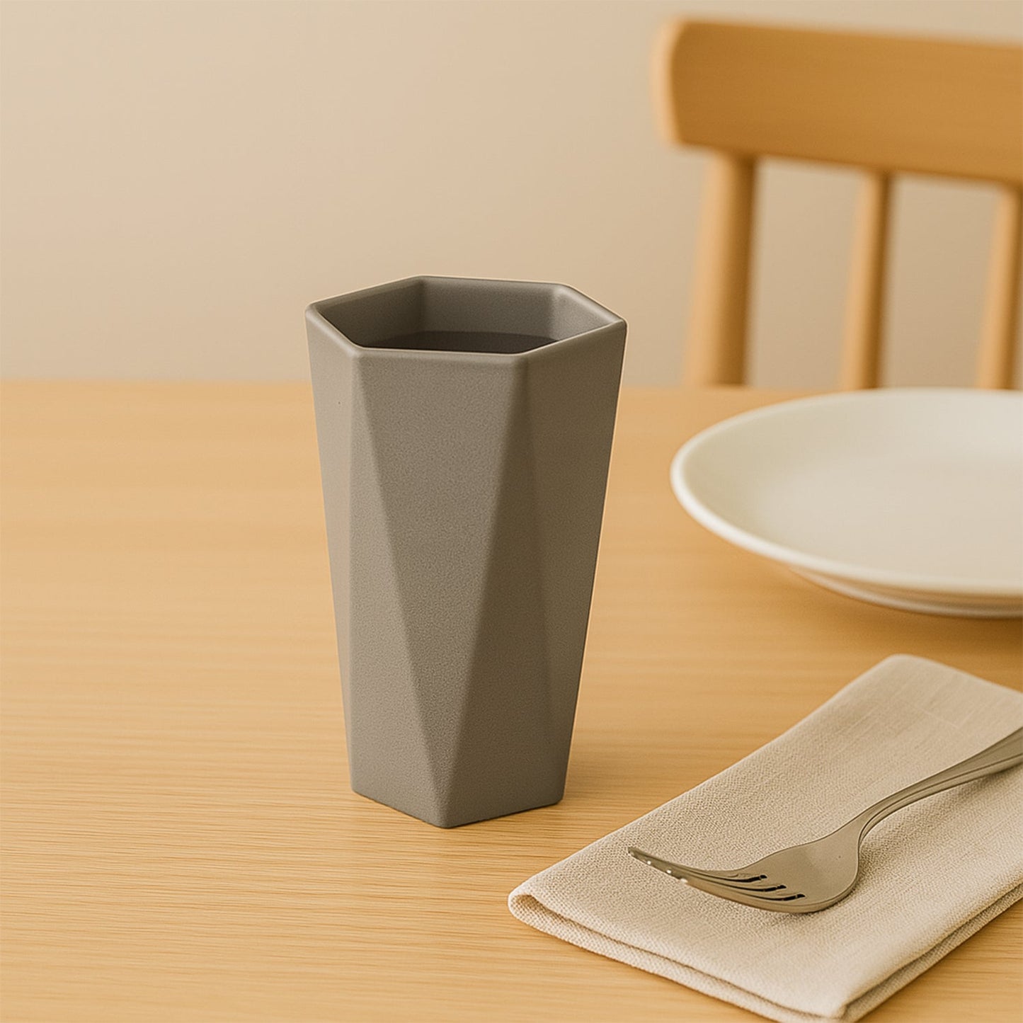 Hexagon Shape Small Plastic Drinking Glass (1 Pc)