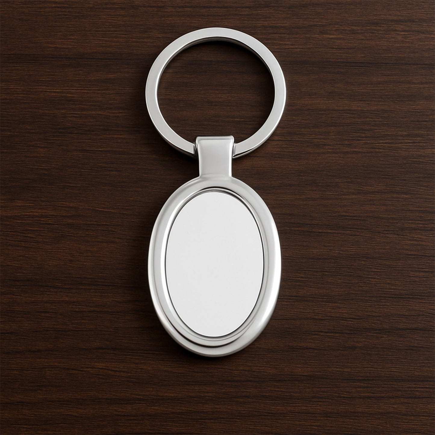 Sleek Oval Metal Keychain