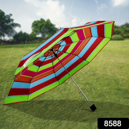 3-Fold Sun & Rain Protective Solid Foldable Umbrella, (1 Pc / Mix Design)